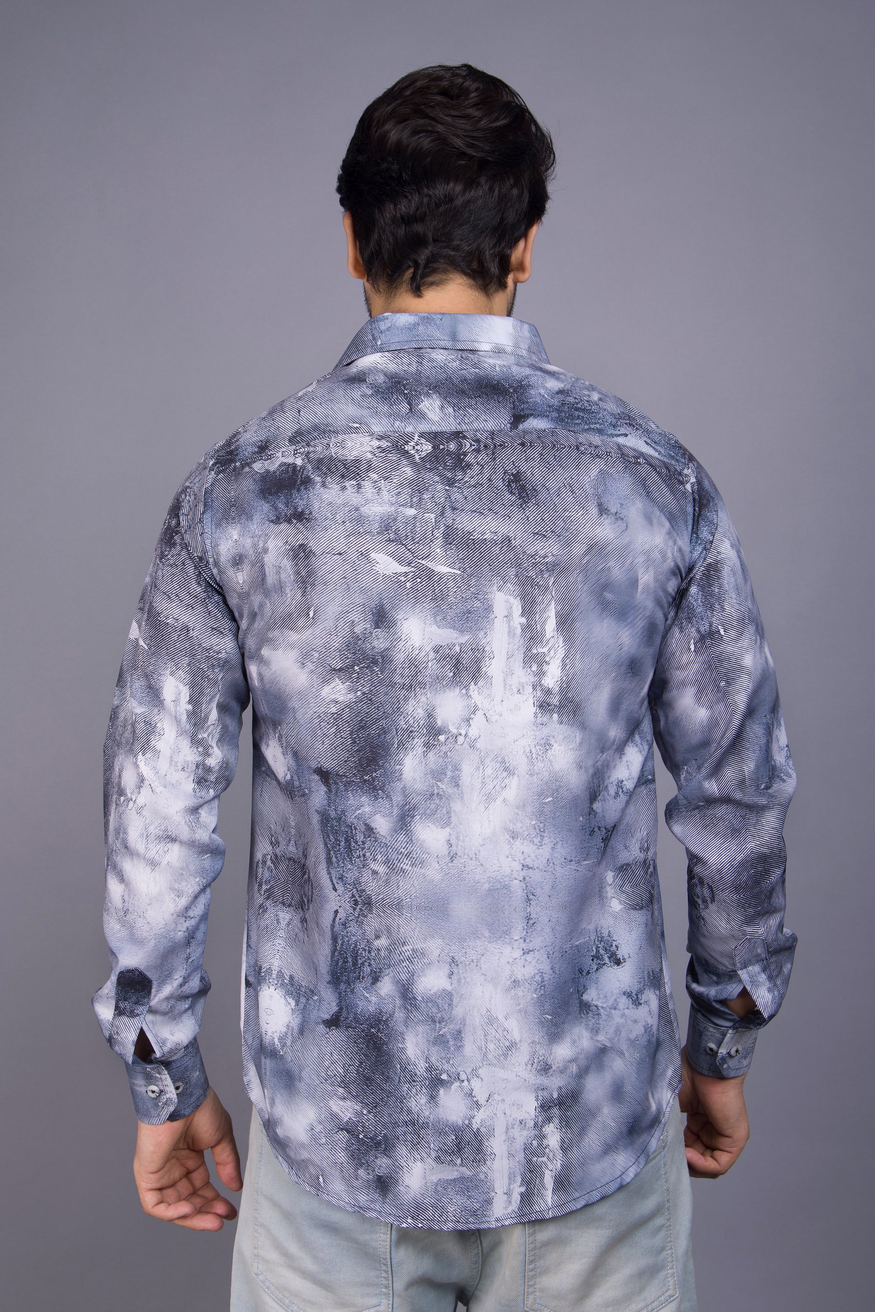 Grey Tie Dye Printed Shirt