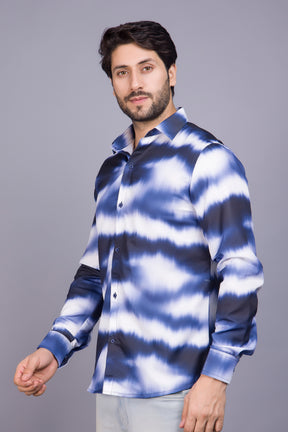 White & Blue Tie Dye Shirt