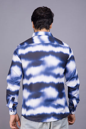 White & Blue Tie Dye Shirt