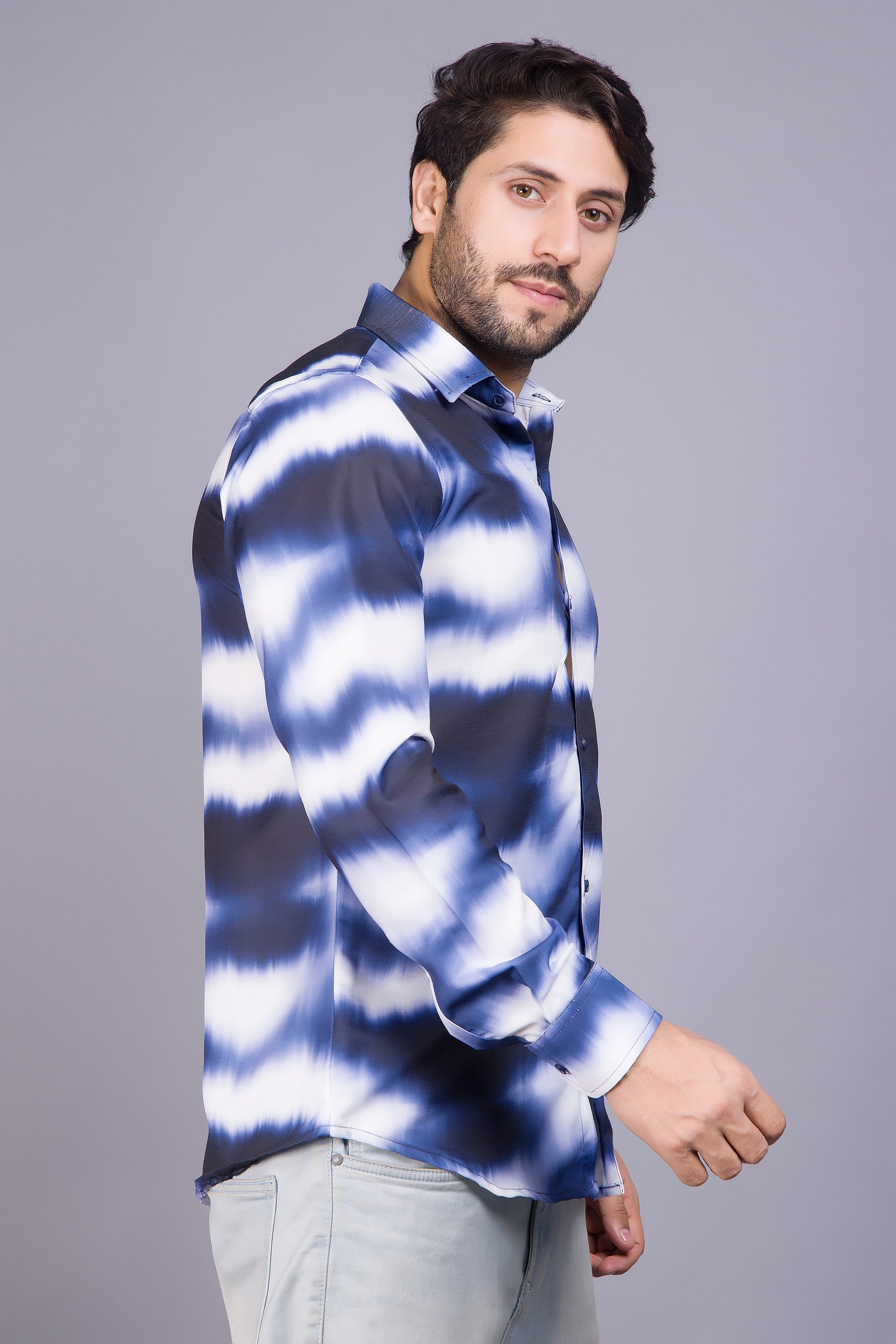 White & Blue Tie Dye Shirt