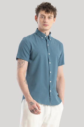 Torbjorn Teal Plain Shirts