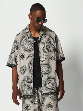 Loose Fit Paisley Shirt With Bermuda Short 2 Piece Set