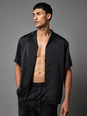 Regular Fit Relaxed Revere Lounge Wear Shirt And Short 2 Piece Set