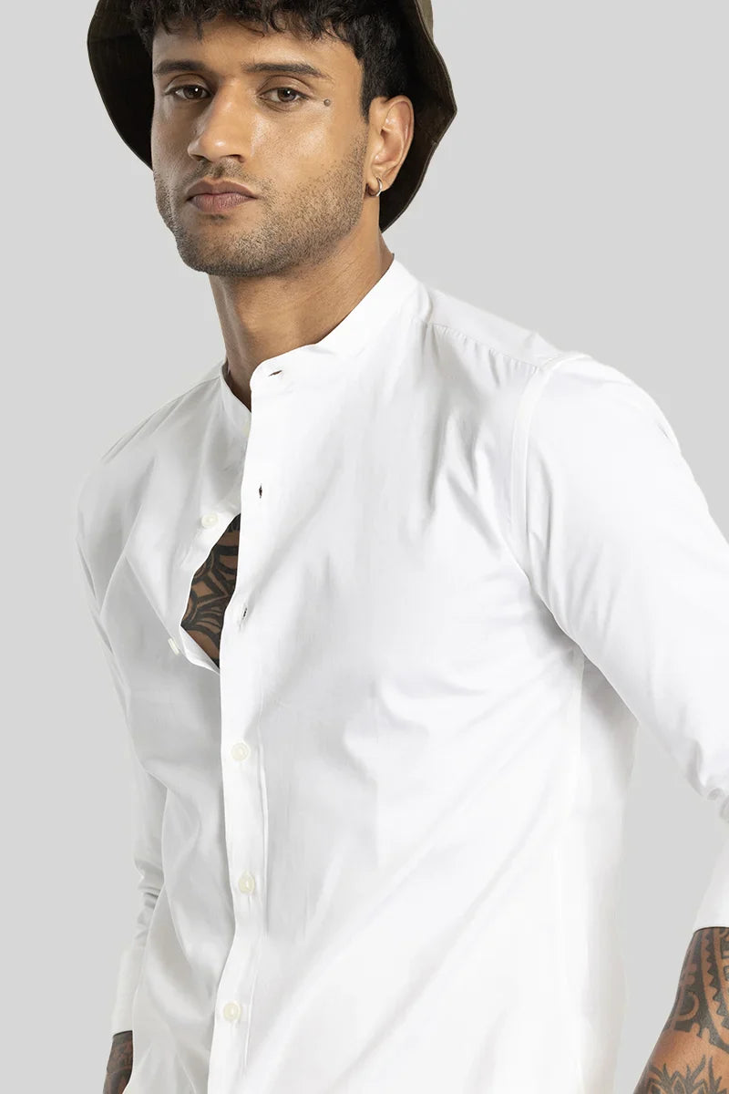 Alfonso White Plain Satin Shirt