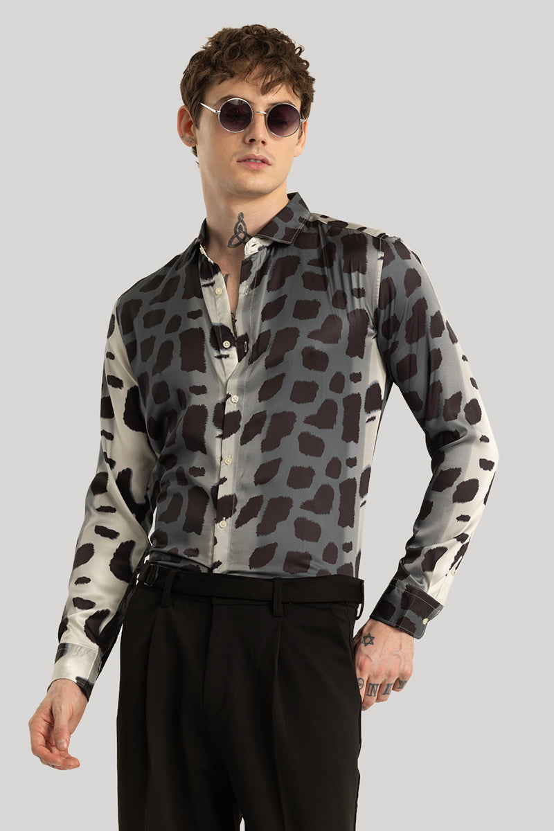 Nerissimo Grey Animal Print Shirt