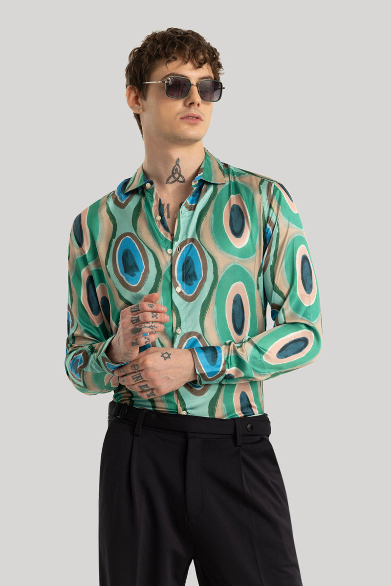 Bram Green Printed Satin Shirt