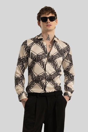 Kees Cream Geometric Shirt