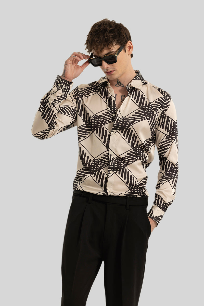 Kees Cream Geometric Shirt