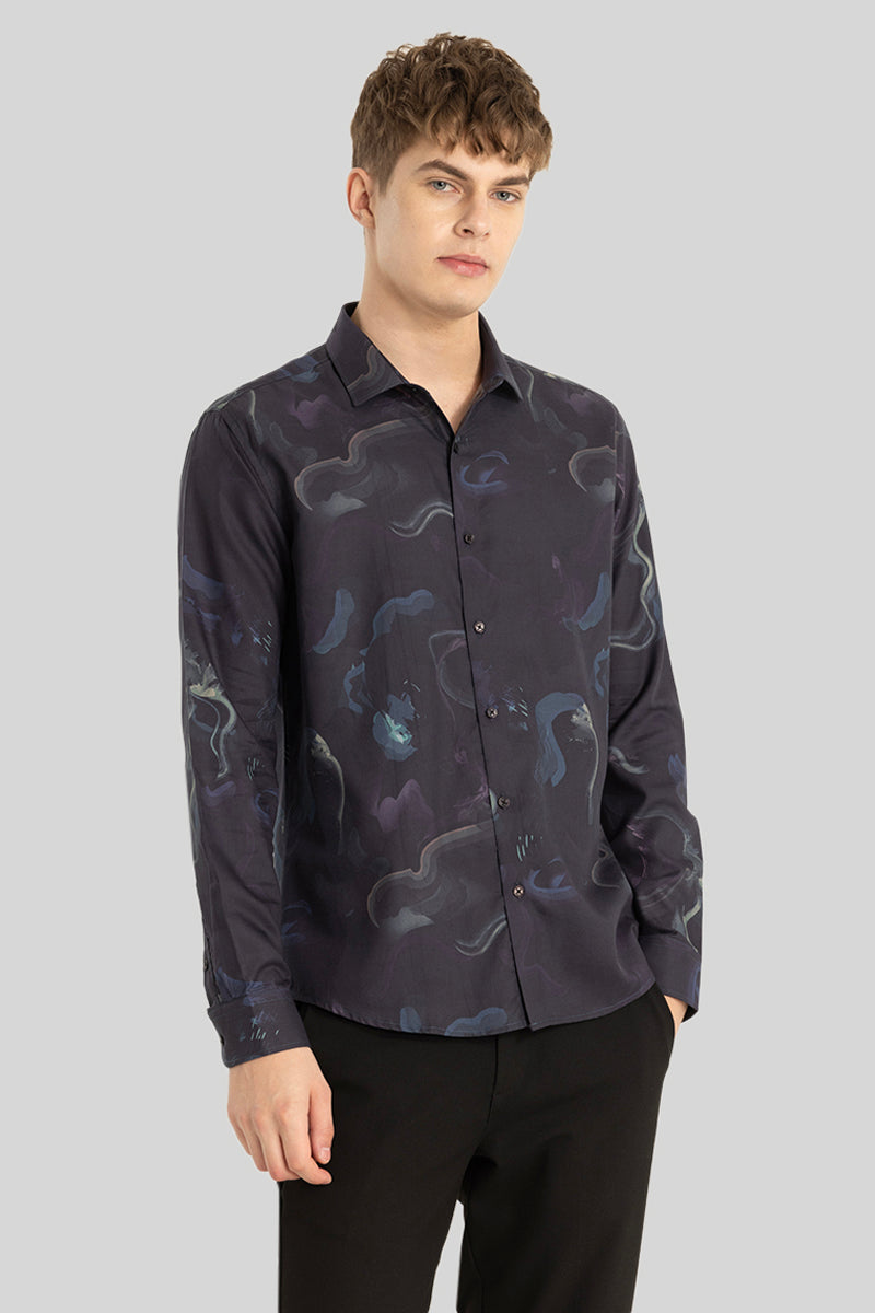 Midnight Purple Abstract Shirt