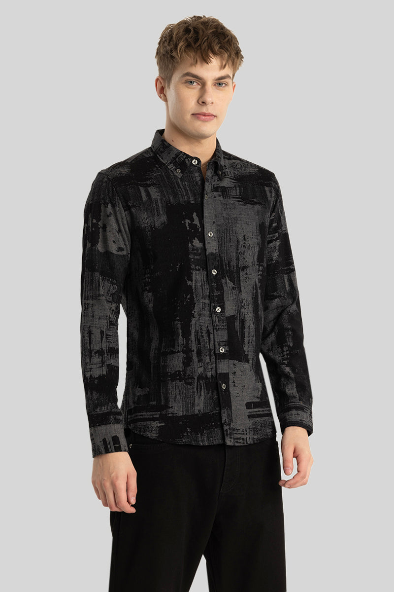 Black Abstract Corduroy Shirt