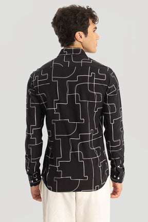 Black Geometric Print Shirt