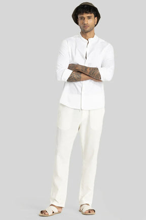 Alfonso White Plain Satin Shirt