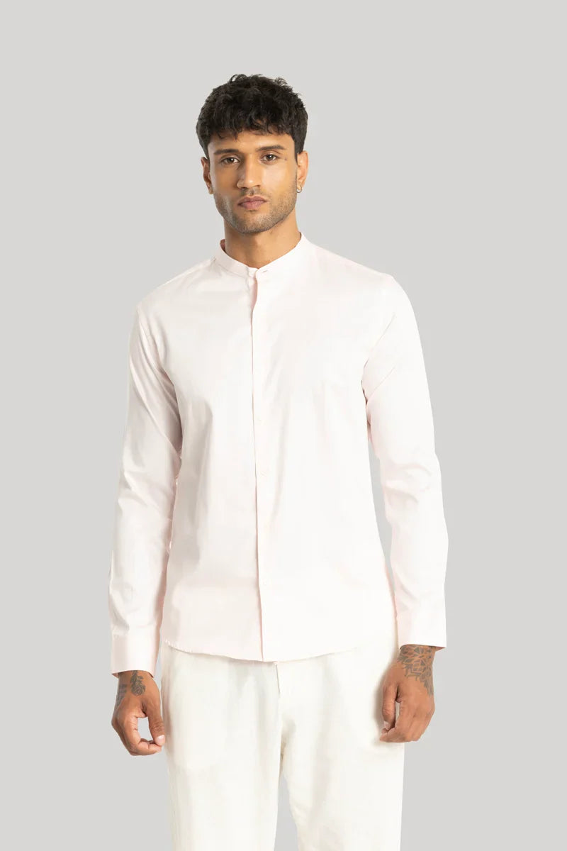 Alfonso Light Pink Plain Satin Shirt