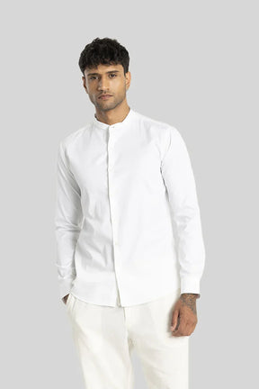 Alfonso White Plain Satin Shirt