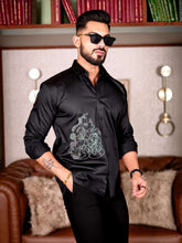 Black Starry Beaded SATIN COTTON PREMIUM PARTY SHIRT