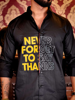 Say Thanks Black Club Wear Printed Satin Cotton Shirt