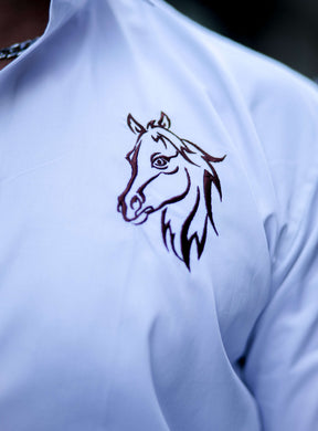 Horse Embroidered White Luxury Cotton Shirt