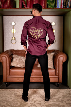 Wine Handmade Love Glitter Luxury Shirt For Men's