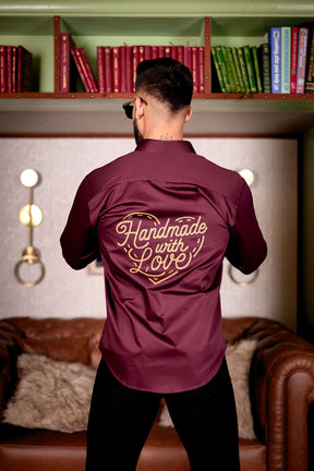 Wine Handmade Love Glitter Luxury Shirt For Men's